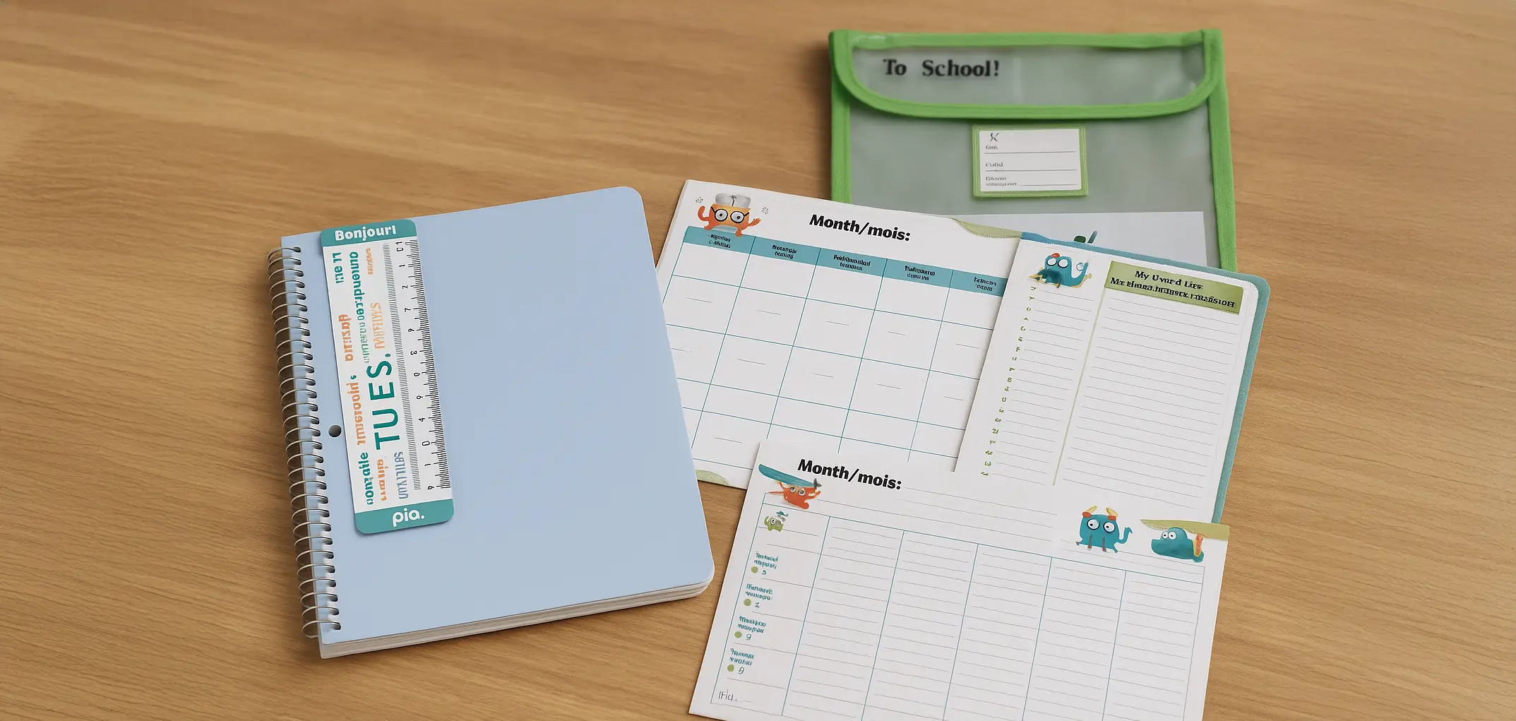 Accessoires scolaires et calendriers muraux